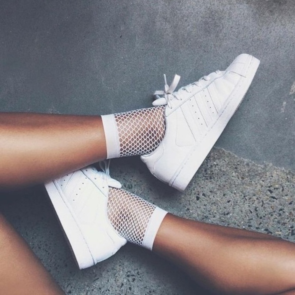 White Fishnet Socks